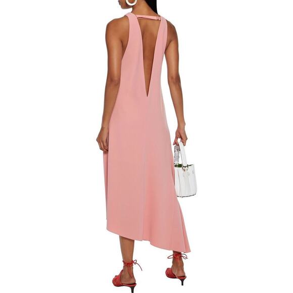 Tibi V Draped Midi Dress Size 0 Pink Haze Crepe Jumper Asymmetric Guest Designer - Picture 6 of 16